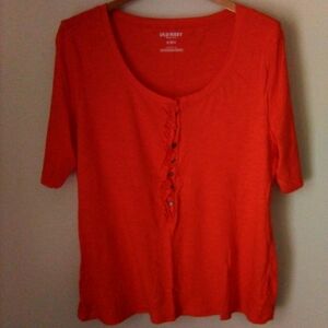 Old Navy Short Sleeve Buttoned Front Henley Top Scoop Neck Red Color Size XL